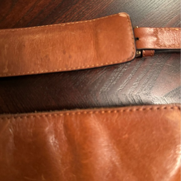 Patricia Nash -used Tan Leather Messenger Bag with Buckle Short Strap - Picture 2 of 16